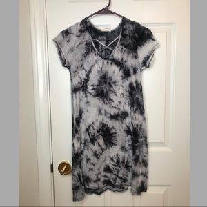 Black & White Tie Dye Tshirt Dress